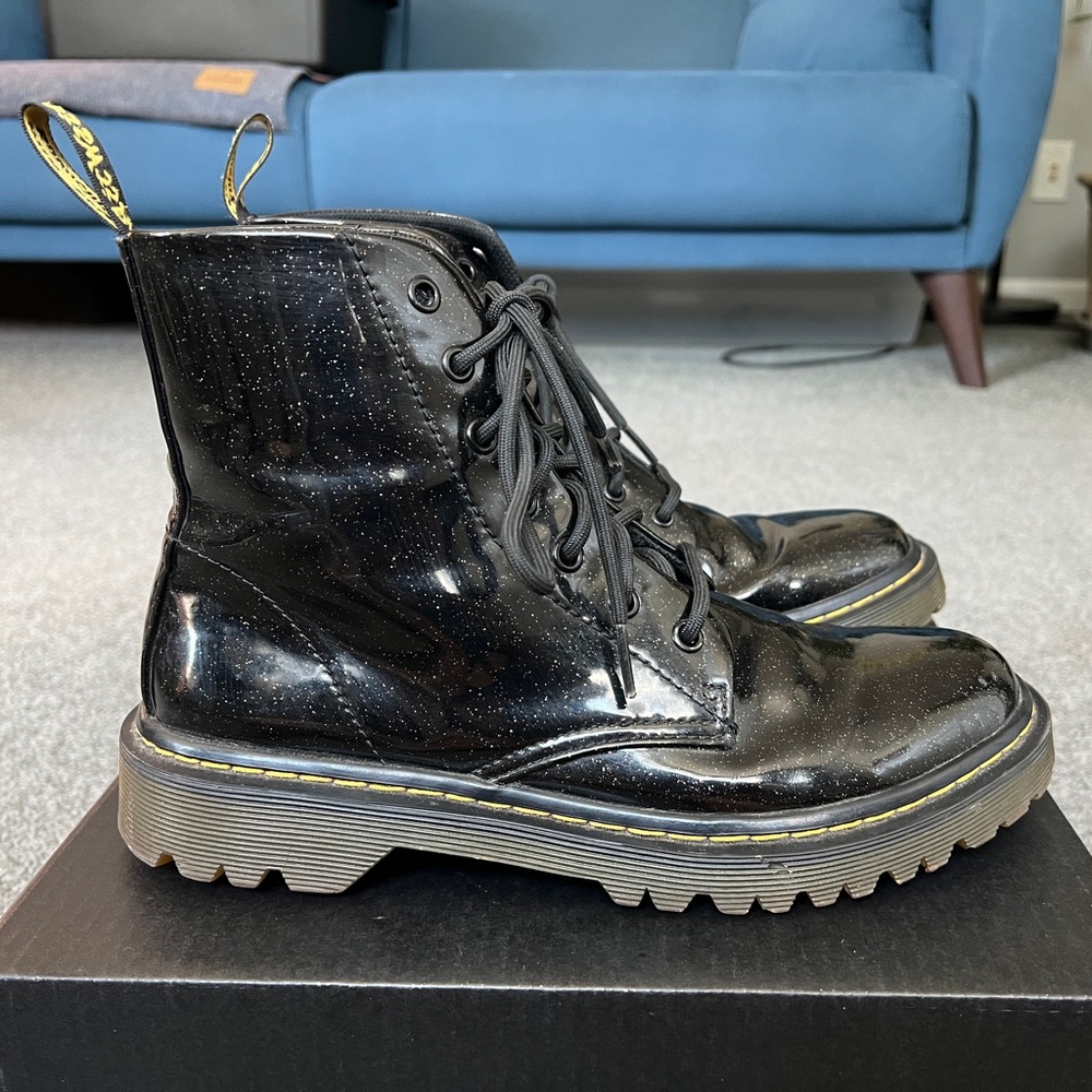 Dr. Martens Sparkle Luana 1460 Black Patent Boots sz 41